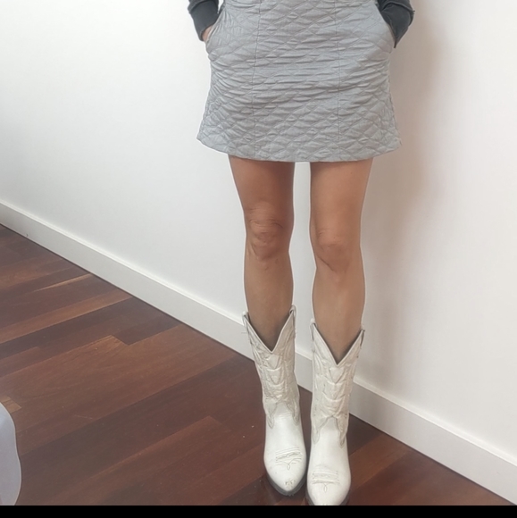 Nwot Theyskens Theory quilted ice gray skirt 0 - Picture 6 of 7